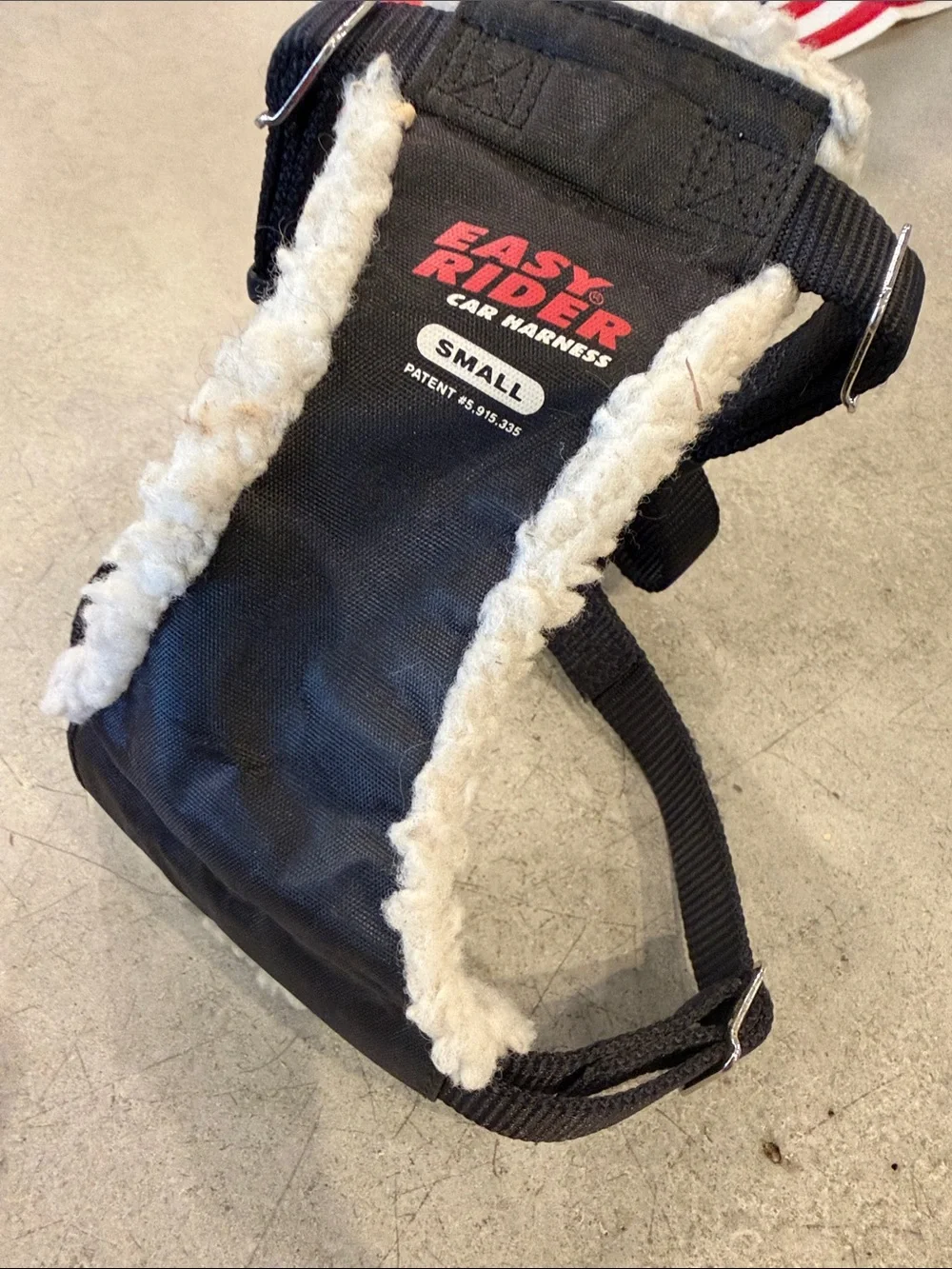 Black Small Dog Car Harness with Shearling Trim